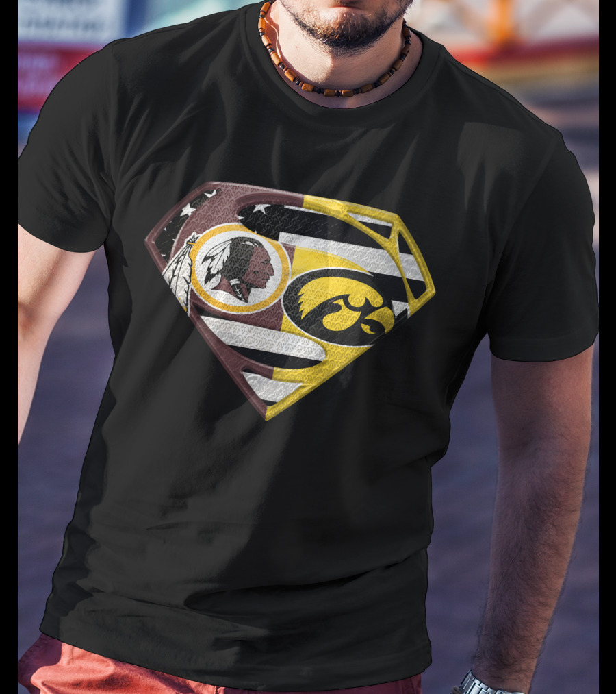 Superman Washington Redskins Iowa Hawkeyes Logo Mashup T-Shirt