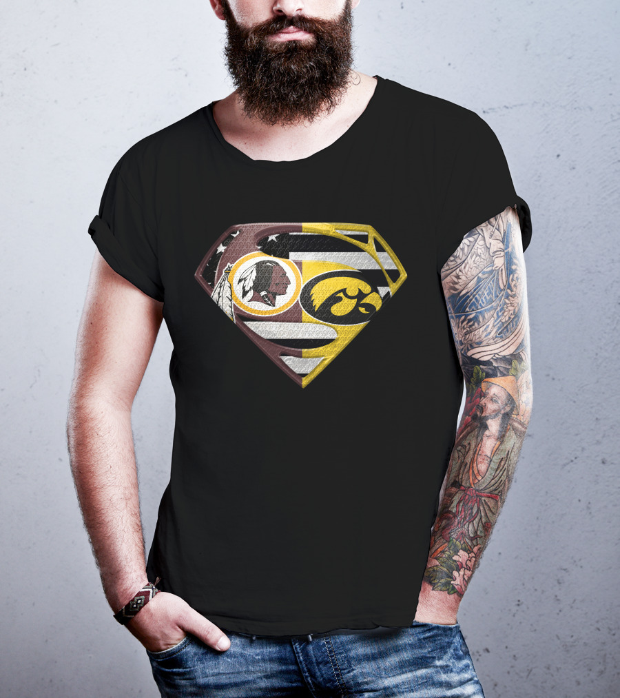 Superman Washington Redskins Iowa Hawkeyes Logo Mashup T-Shirt