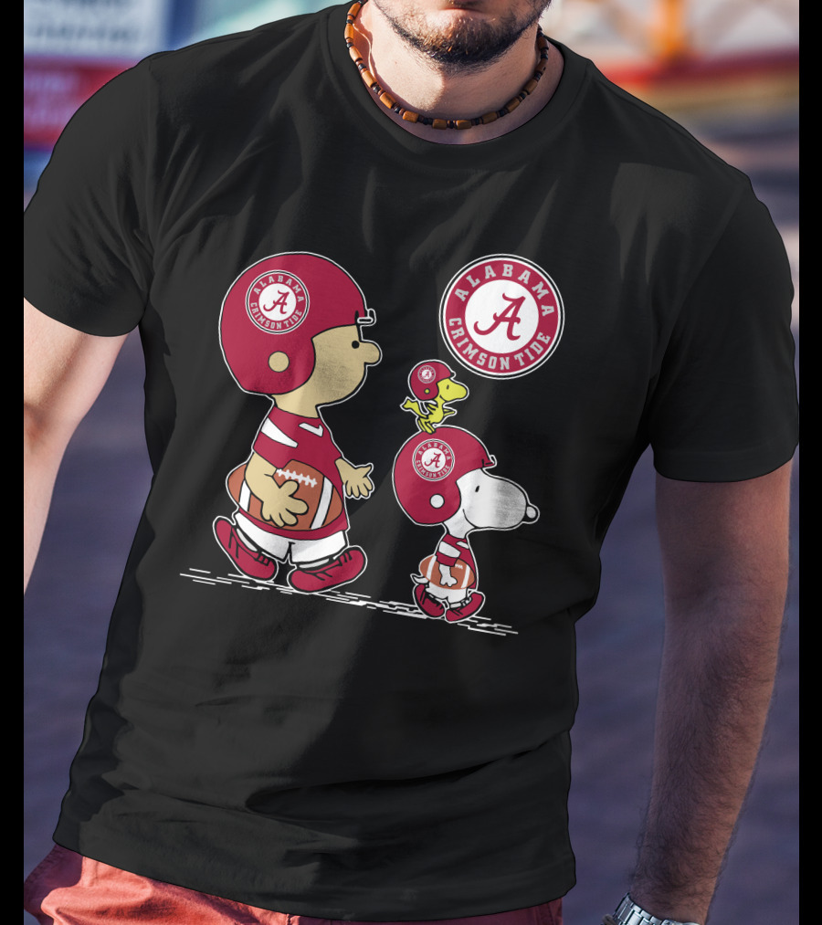Alabama Crimson Tide Football Peanuts Characters Woodstock And Snoopy T-Shirt