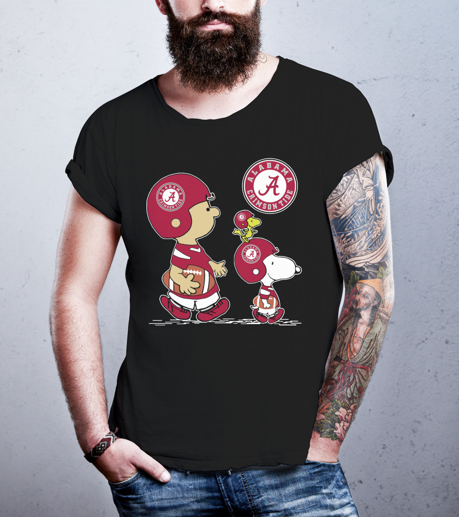 Alabama Crimson Tide Football Peanuts Characters Woodstock And Snoopy T-Shirt