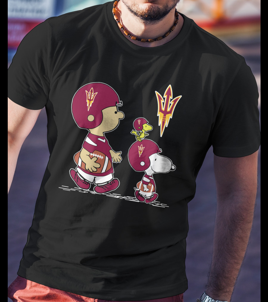 Arizona State Sun Devils Football Charlie Brown And Snoopy T-Shirt