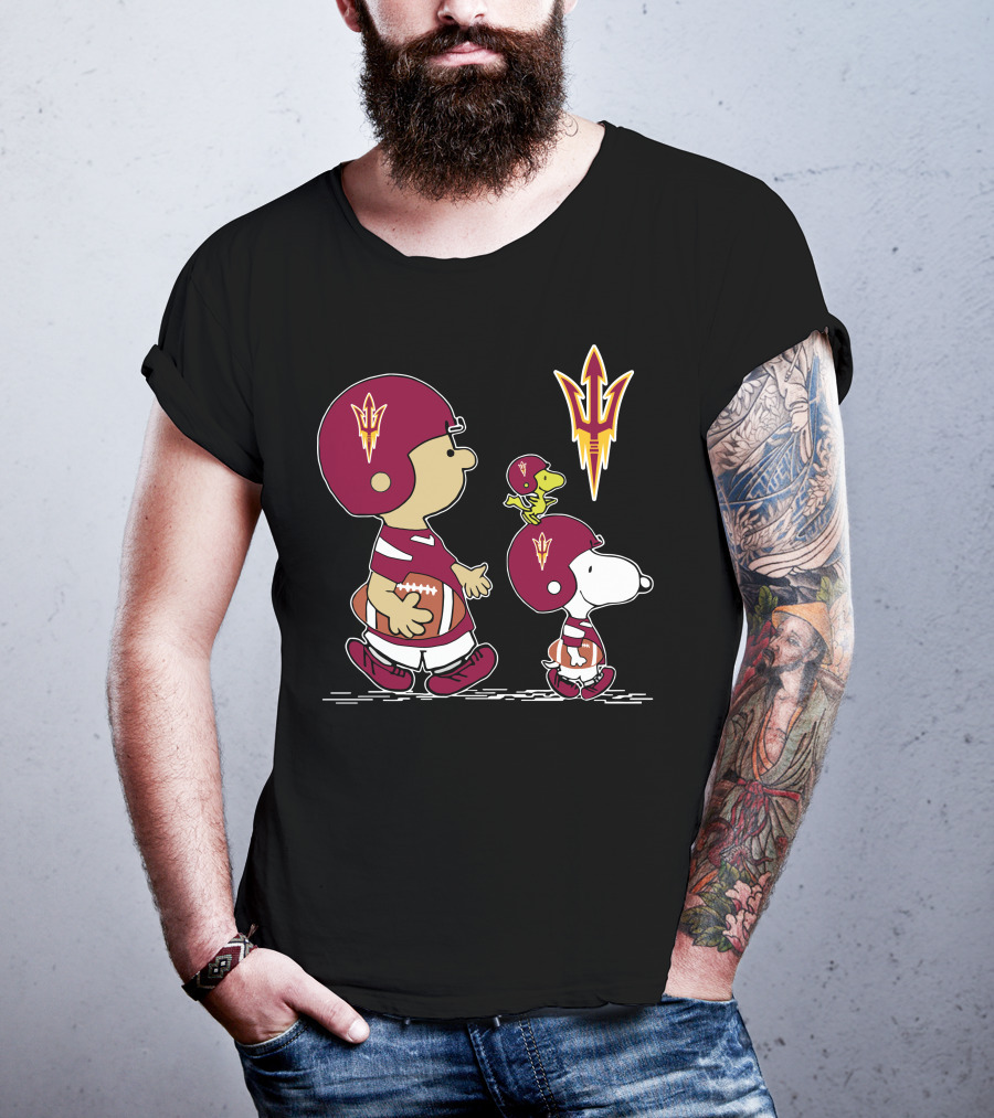 Arizona State Sun Devils Football Charlie Brown And Snoopy T-Shirt