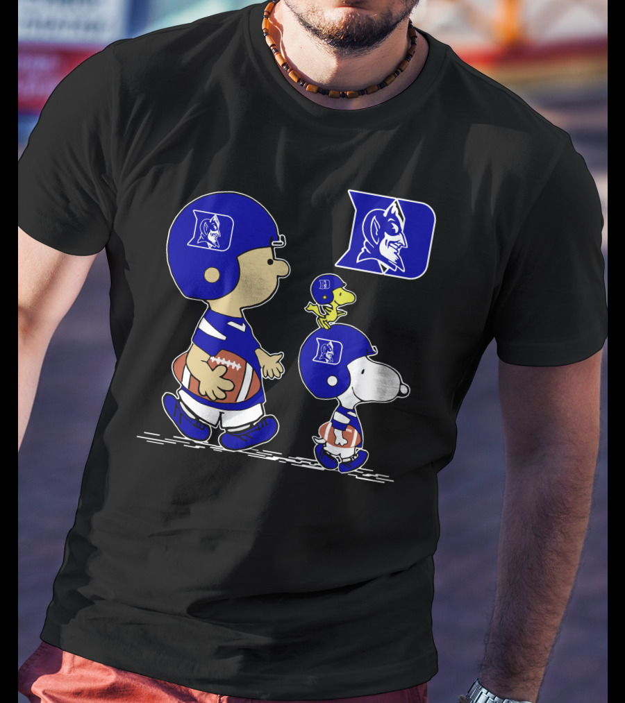 Duke Blue Devils Football Peanuts Characters Team T-Shirt
