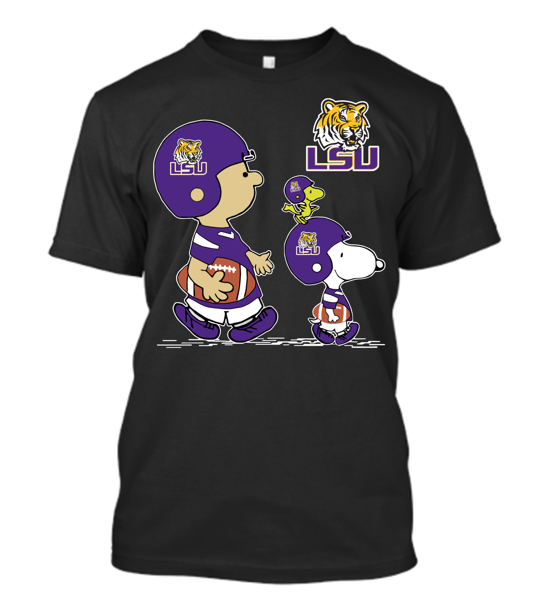 LSU Tigers Football Peanuts Characters Helmet T-Shirt