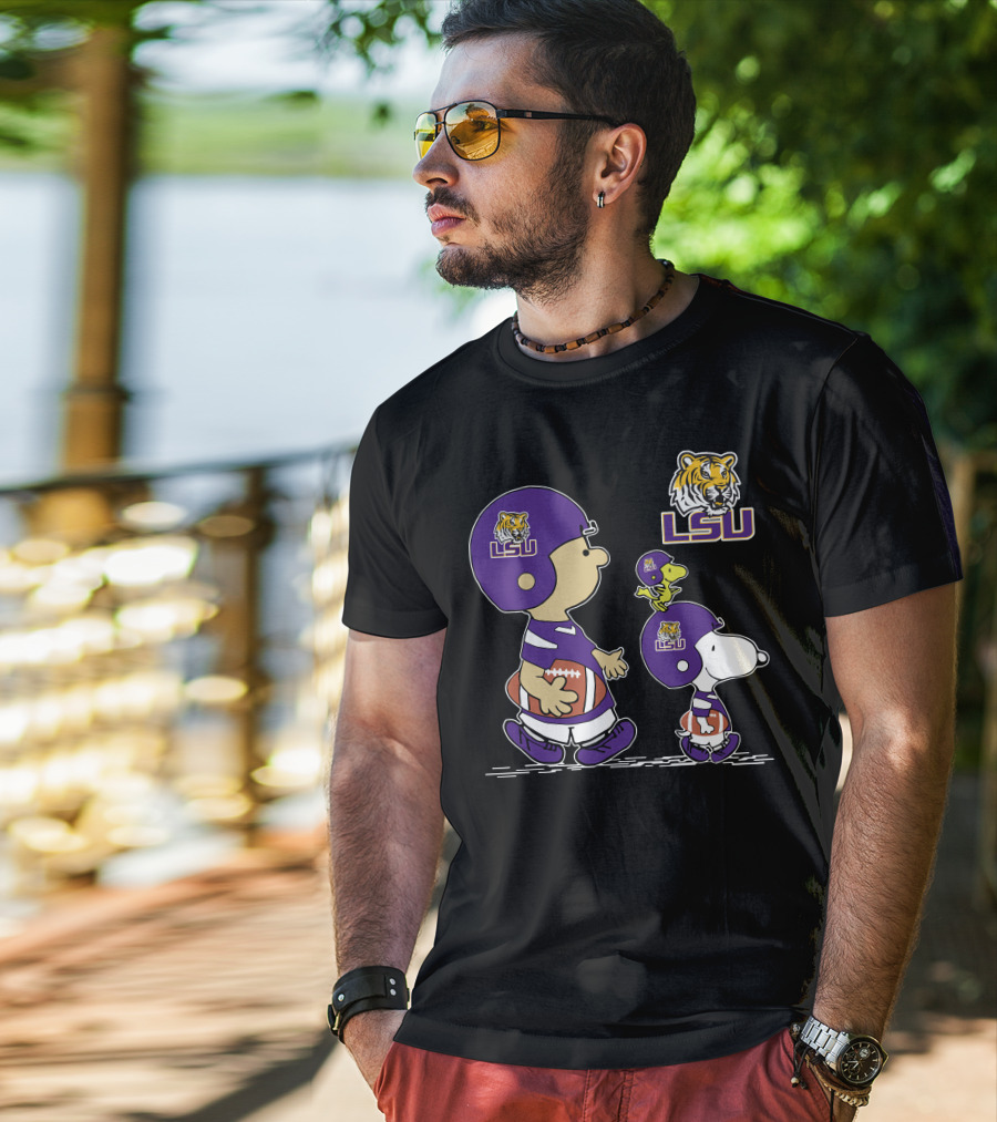 LSU Tigers Football Peanuts Characters Helmet T-Shirt