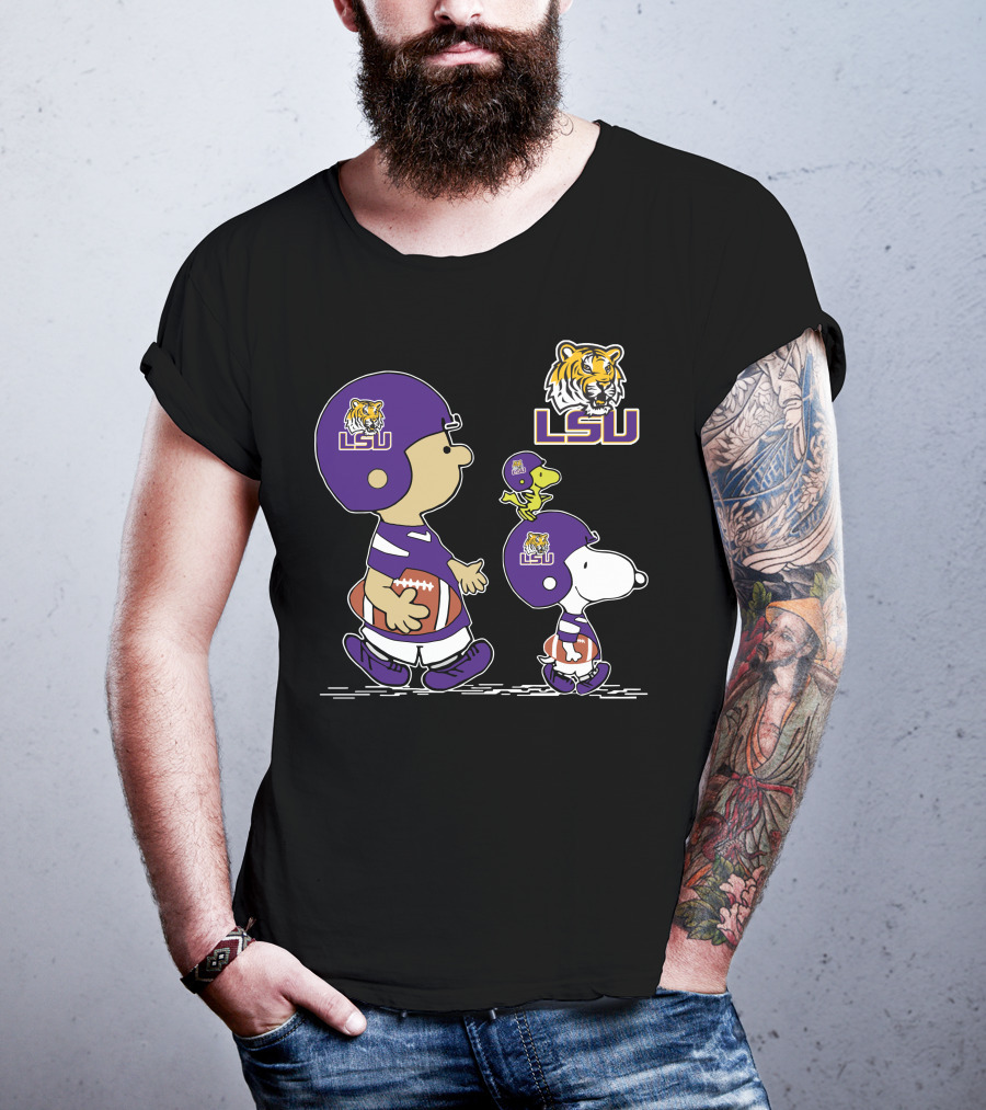 LSU Tigers Football Peanuts Characters Helmet T-Shirt