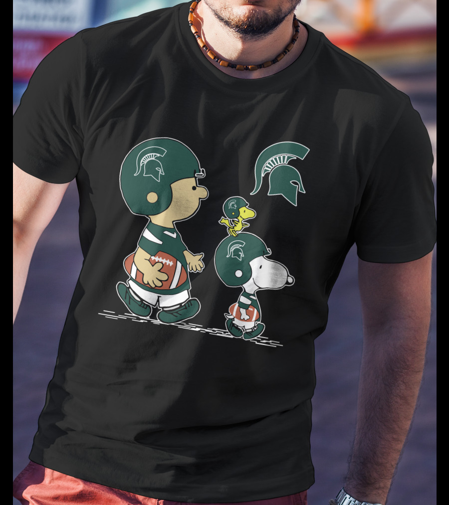 Michigan State Spartans Peanuts Characters Football T-Shirt