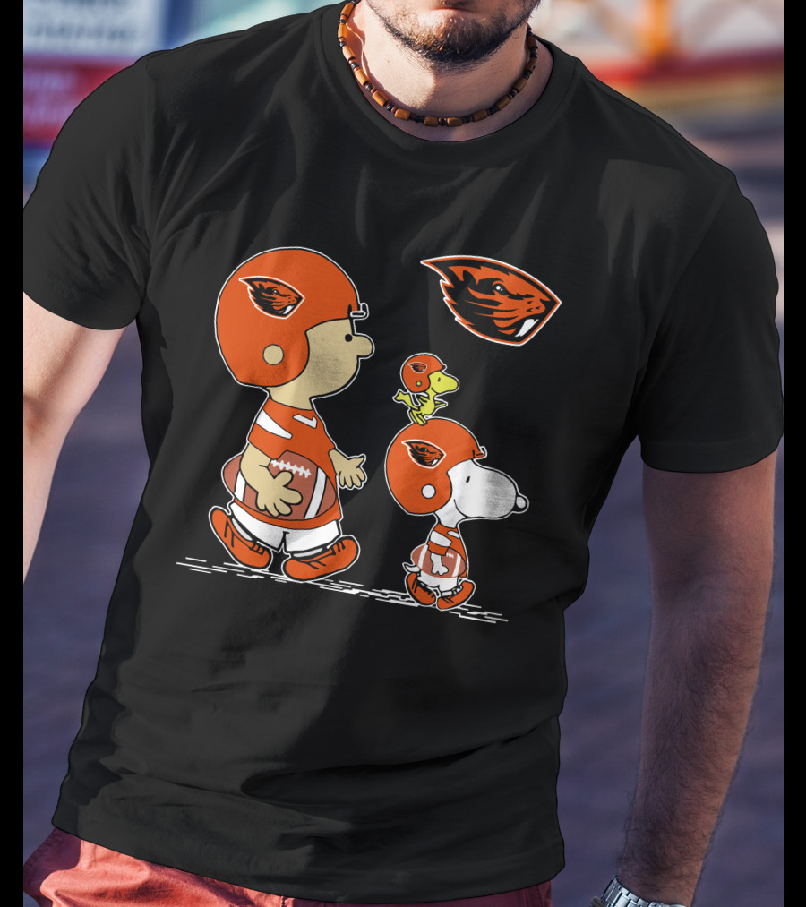 Snoopy And Oregon State Beavers Football Peanuts Characters T-Shirt