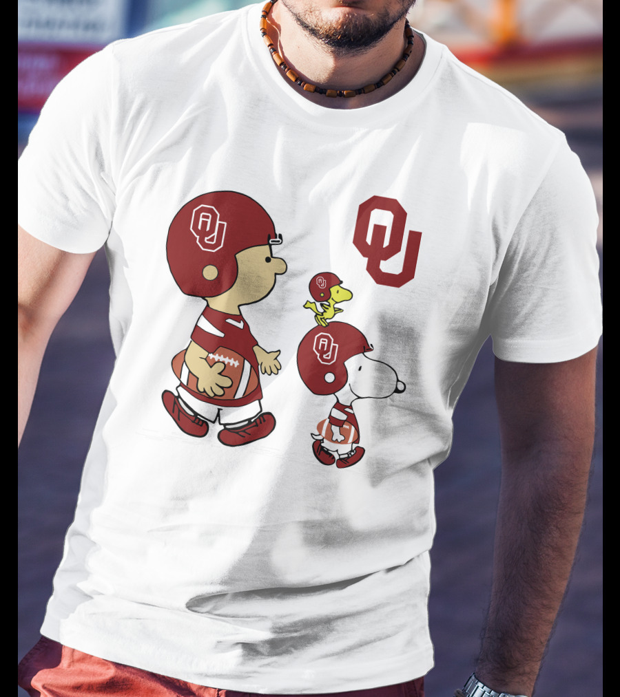 OU Sooners Football Characters With Helmets And Football T-Shirt