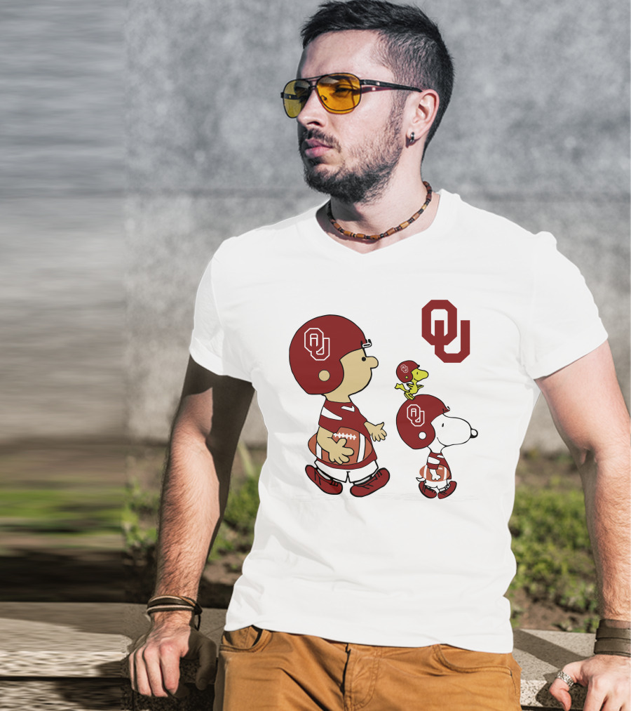 OU Sooners Football Characters With Helmets And Football T-Shirt