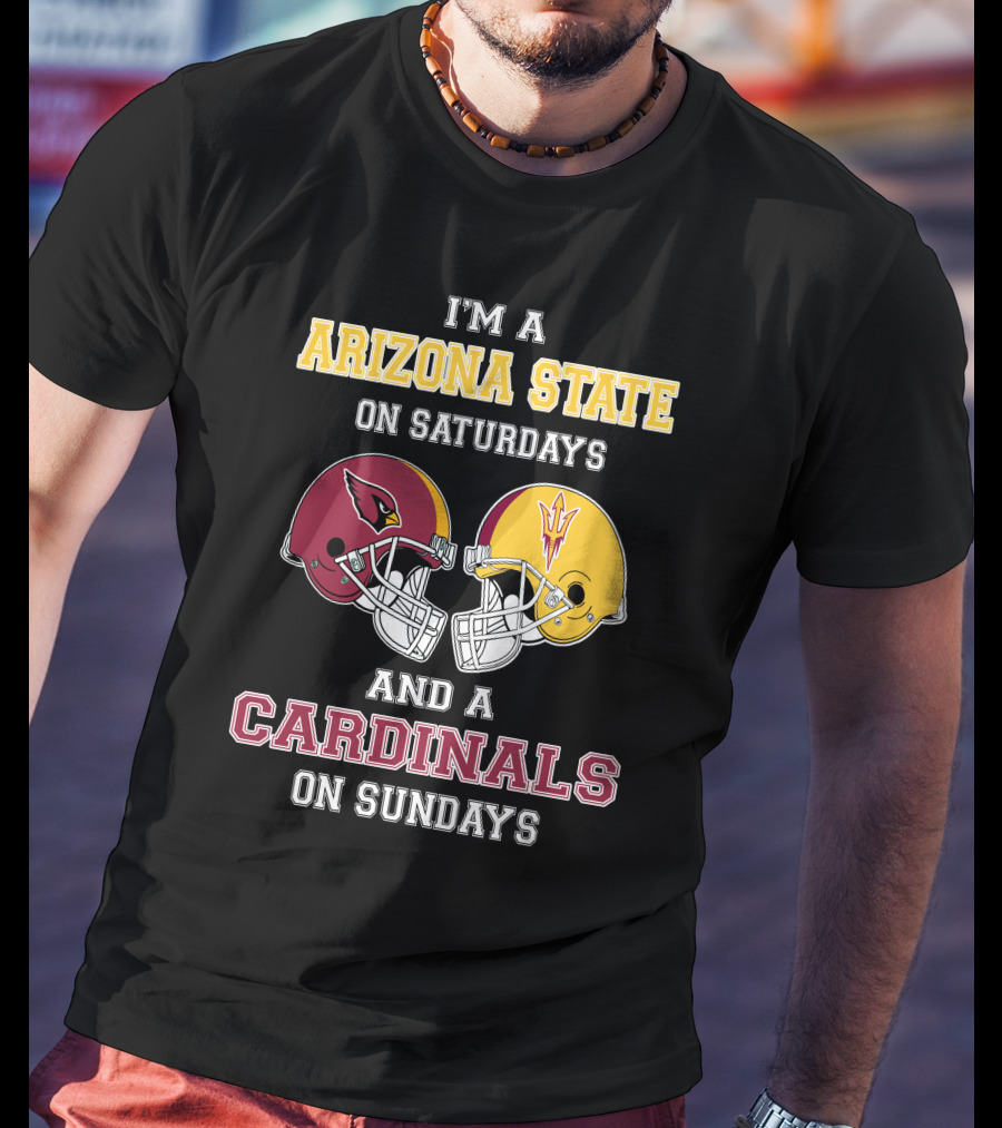 Arizona State Saturdays Cardinals Sundays Football Fan Dual Loyalty T-Shirt