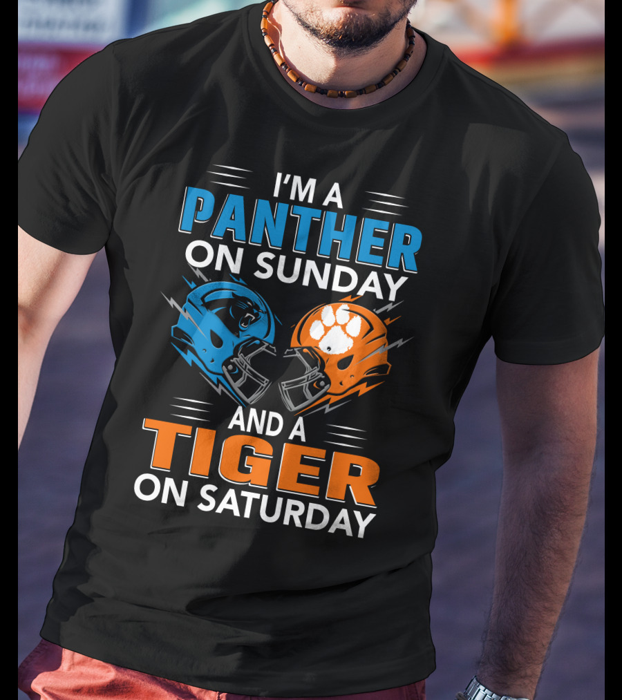 I'm A Panther On Sunday And A Tiger On Saturday Football Helmets T-Shirt