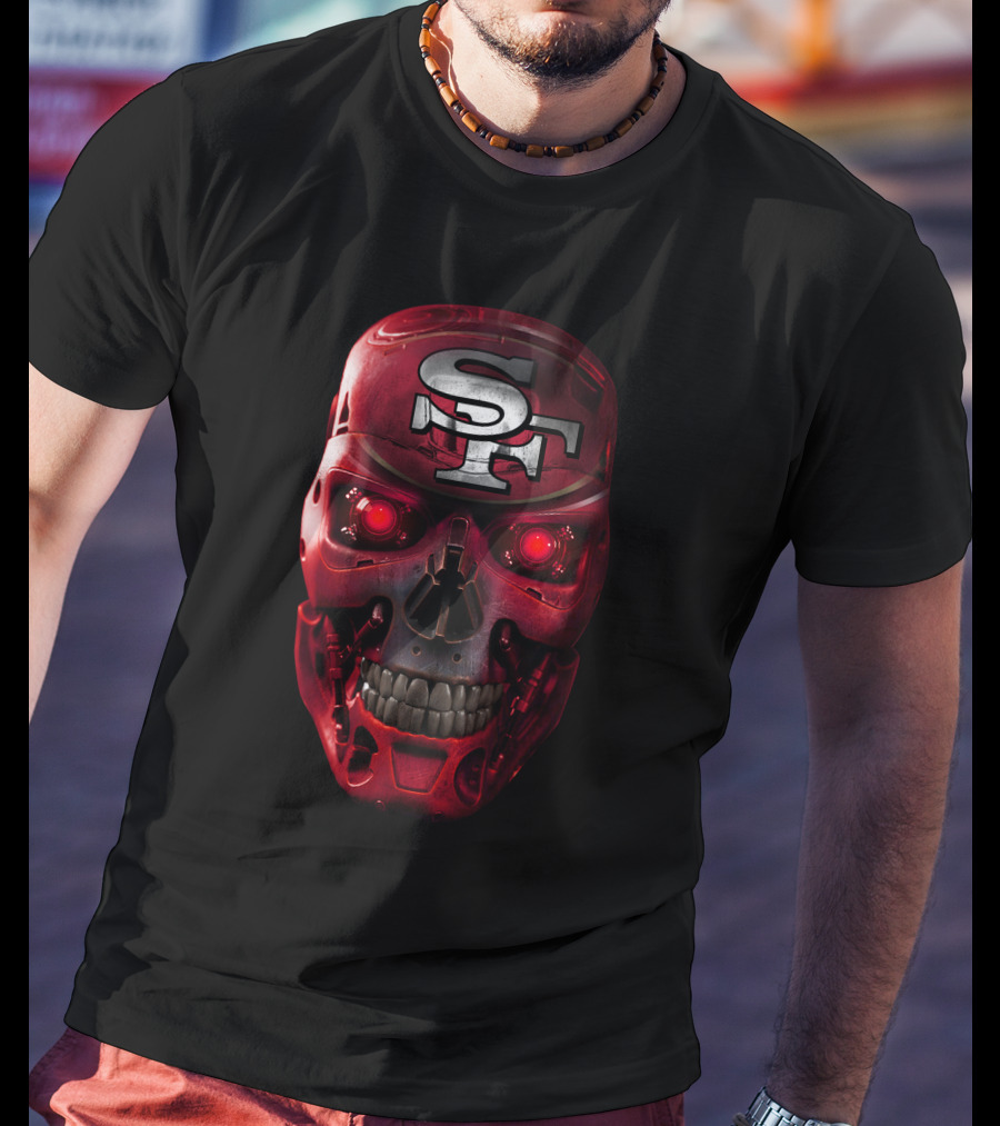 SF Skull 49ers Red Terminator Face T-Shirt