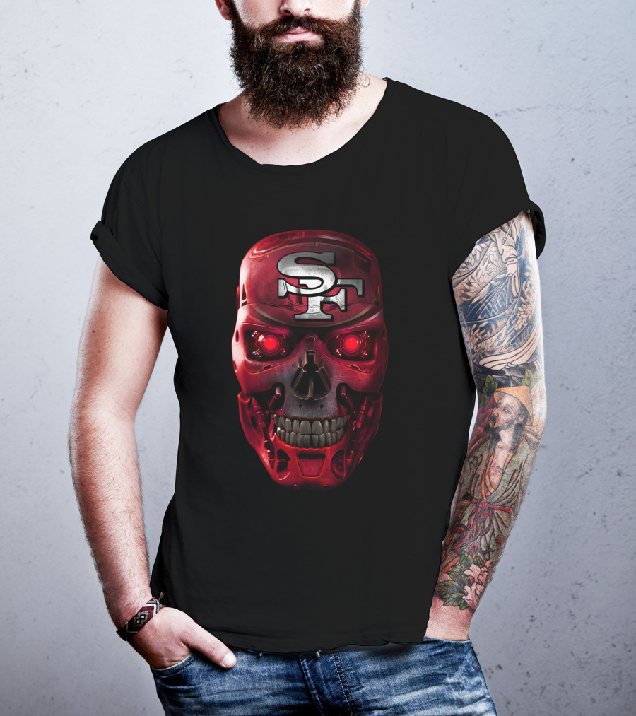 SF Skull 49ers Red Terminator Face T-Shirt