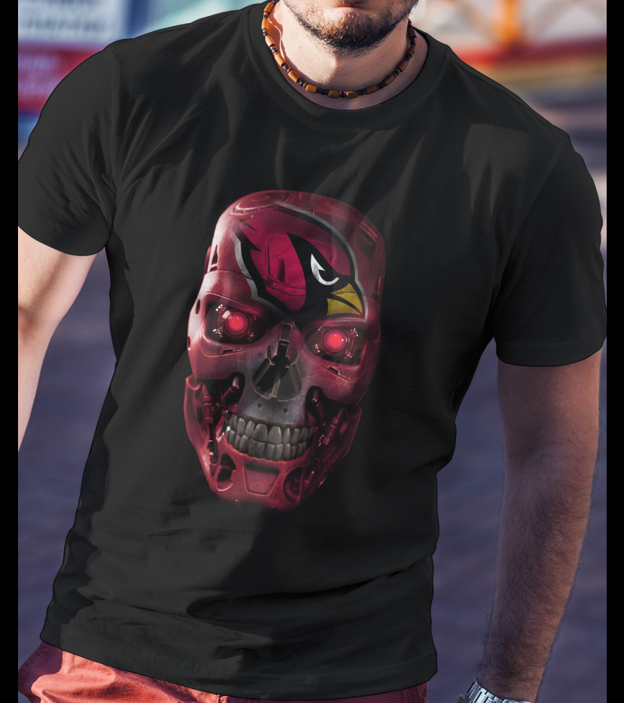 Skull Robot Arizona Cardinals Red T-Shirt