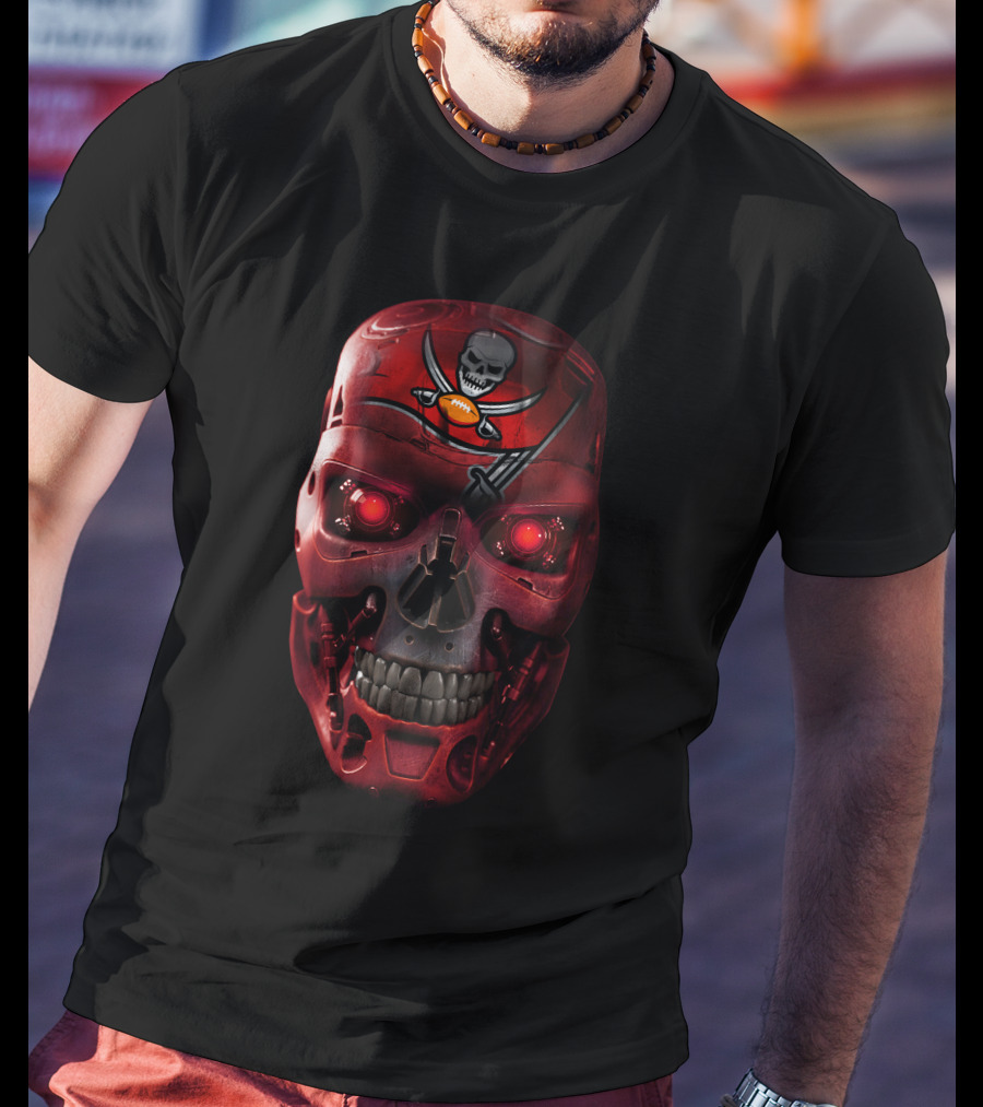 Skull Buccaneers Pirate Flag Terminator Crossover T-Shirt