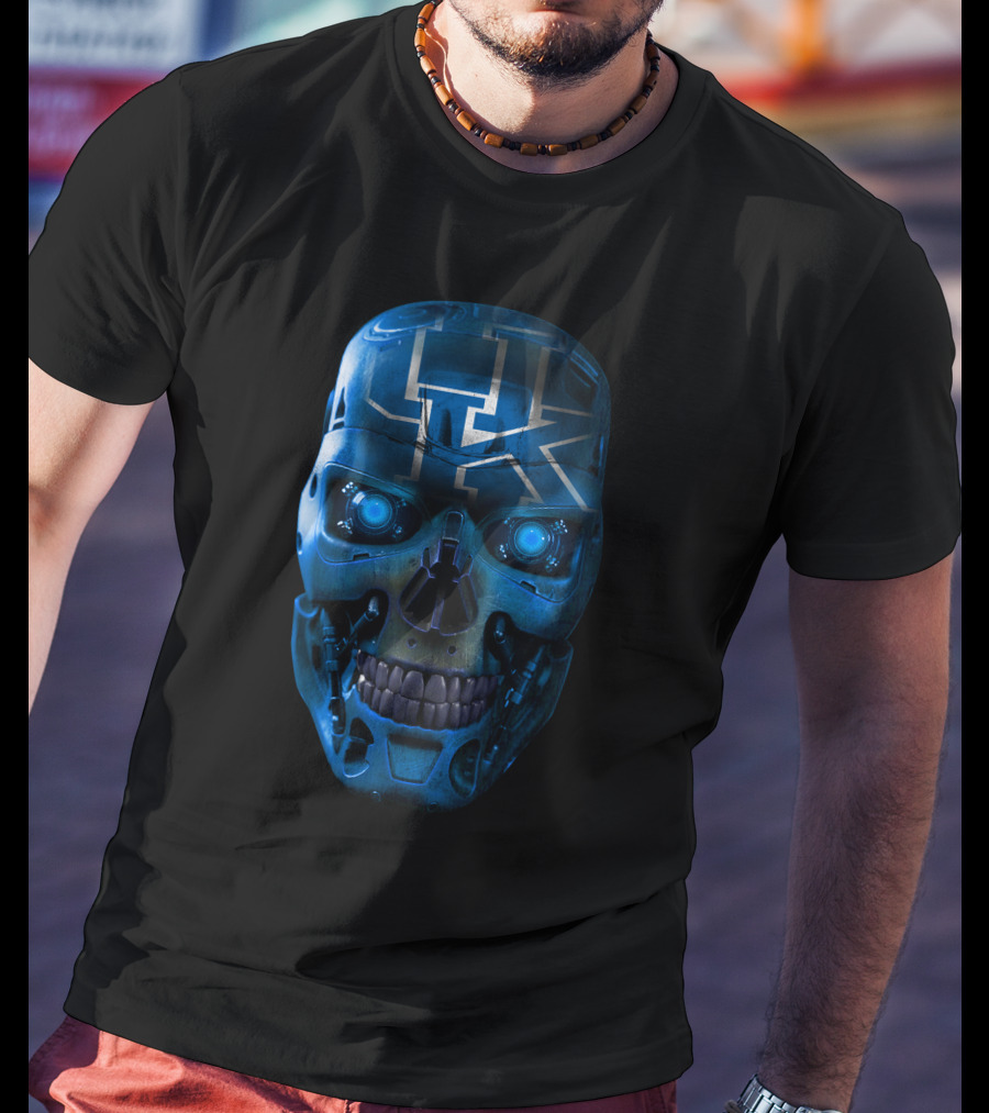 Skull UK Kentucky Wildcats Blue Metallic Face T-Shirt
