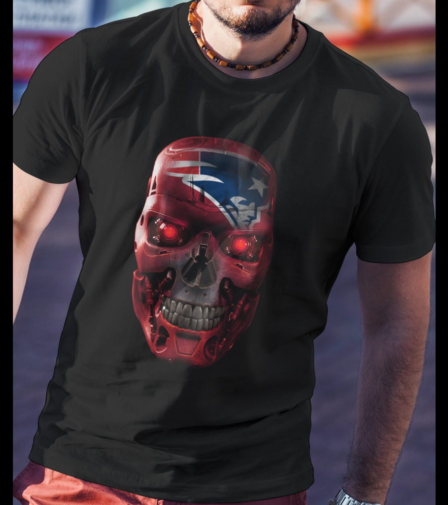 Skull Patriots Terminator Style Red Eyes T-Shirt