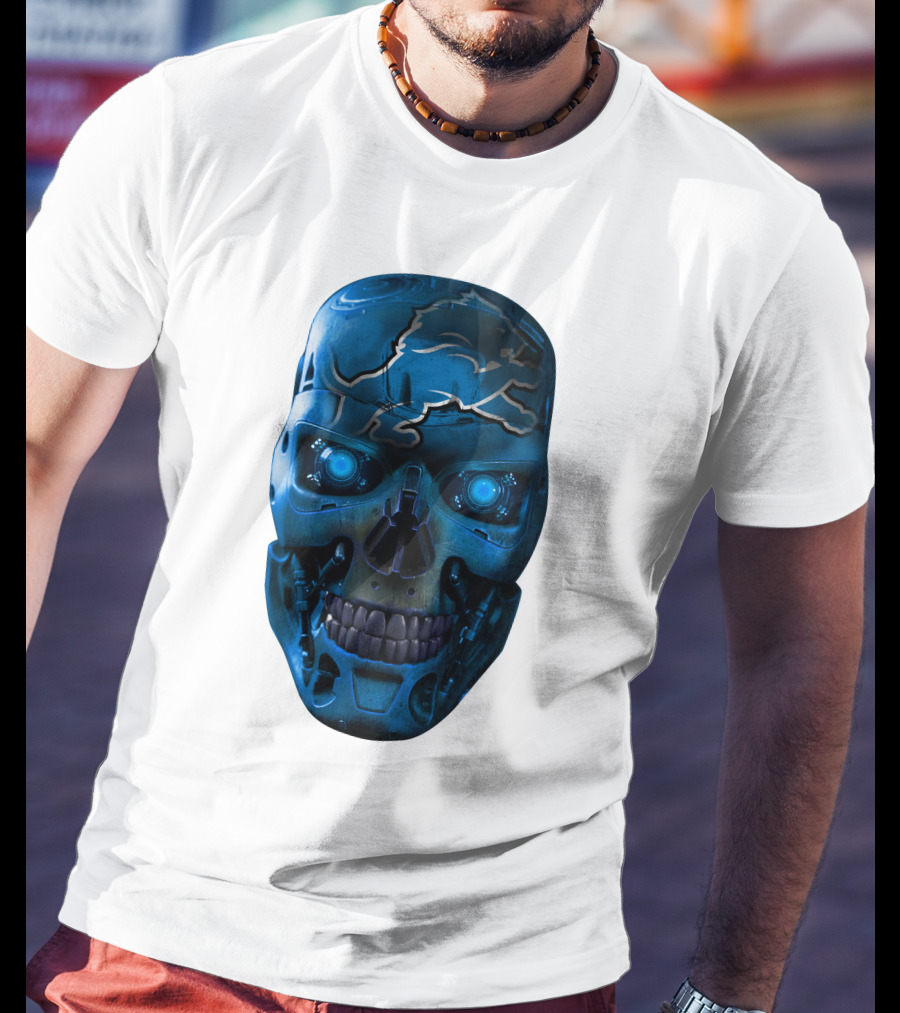 Detroit Lions Cyber Skull T-Shirt
