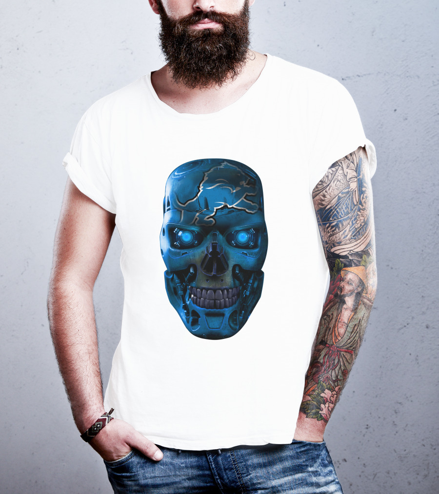 Detroit Lions Cyber Skull T-Shirt