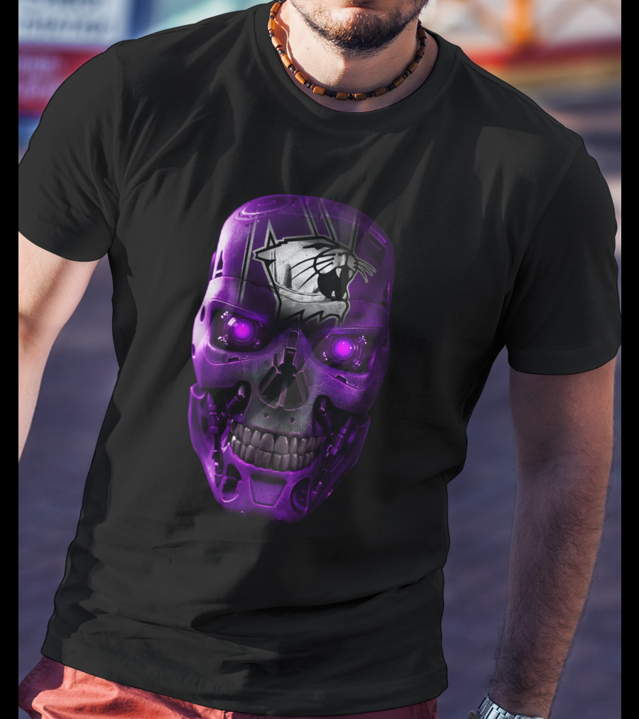 Northwestern Wildcats Skull Robot Face T-Shirt