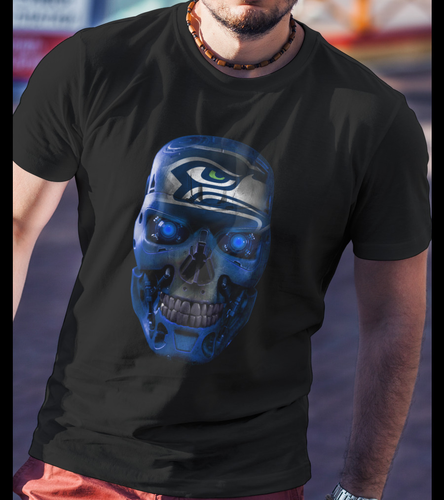 Seahawks Skull Robot Futuristic T-Shirt
