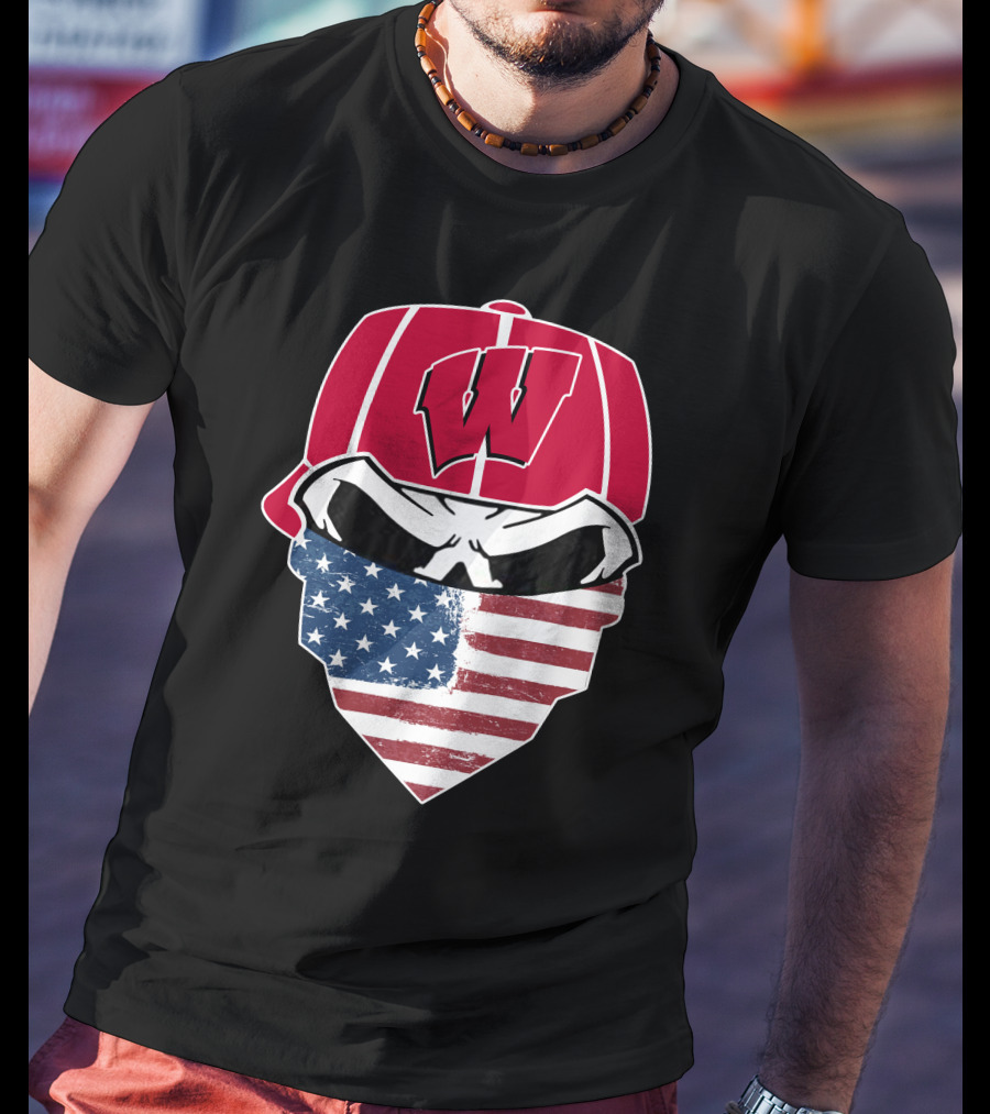 Badgers Skuls W Bandana American Flag T-Shirt