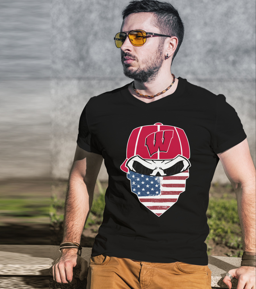 Badgers Skuls W Bandana American Flag T-Shirt