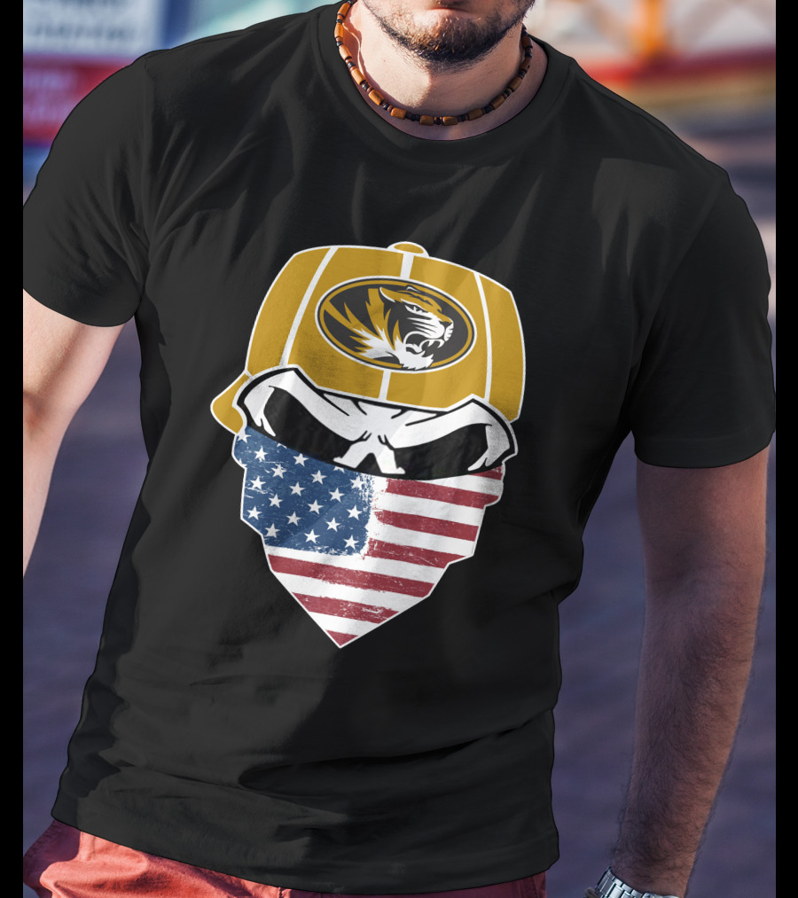 Missouri Tigers Skull American Flag Bandana T-Shirt