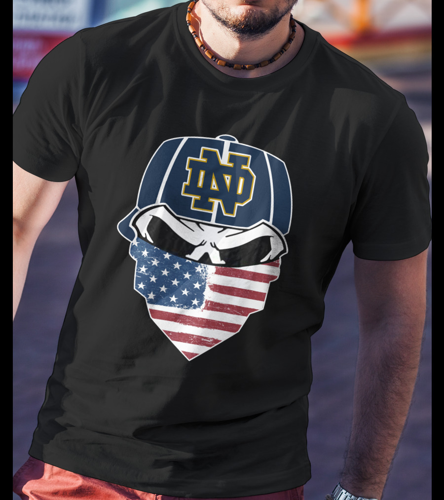 Notre Dame Skulls USA Flag Bandana ND Cap T-Shirt