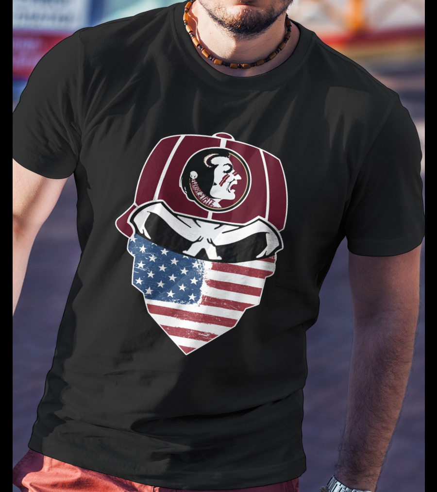 Seminoles Skulls Mask With American Flag And Tribal T-Shirt