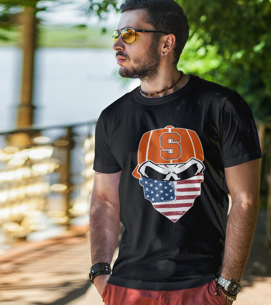 Syracuse Orange Skull American Flag T-Shirt