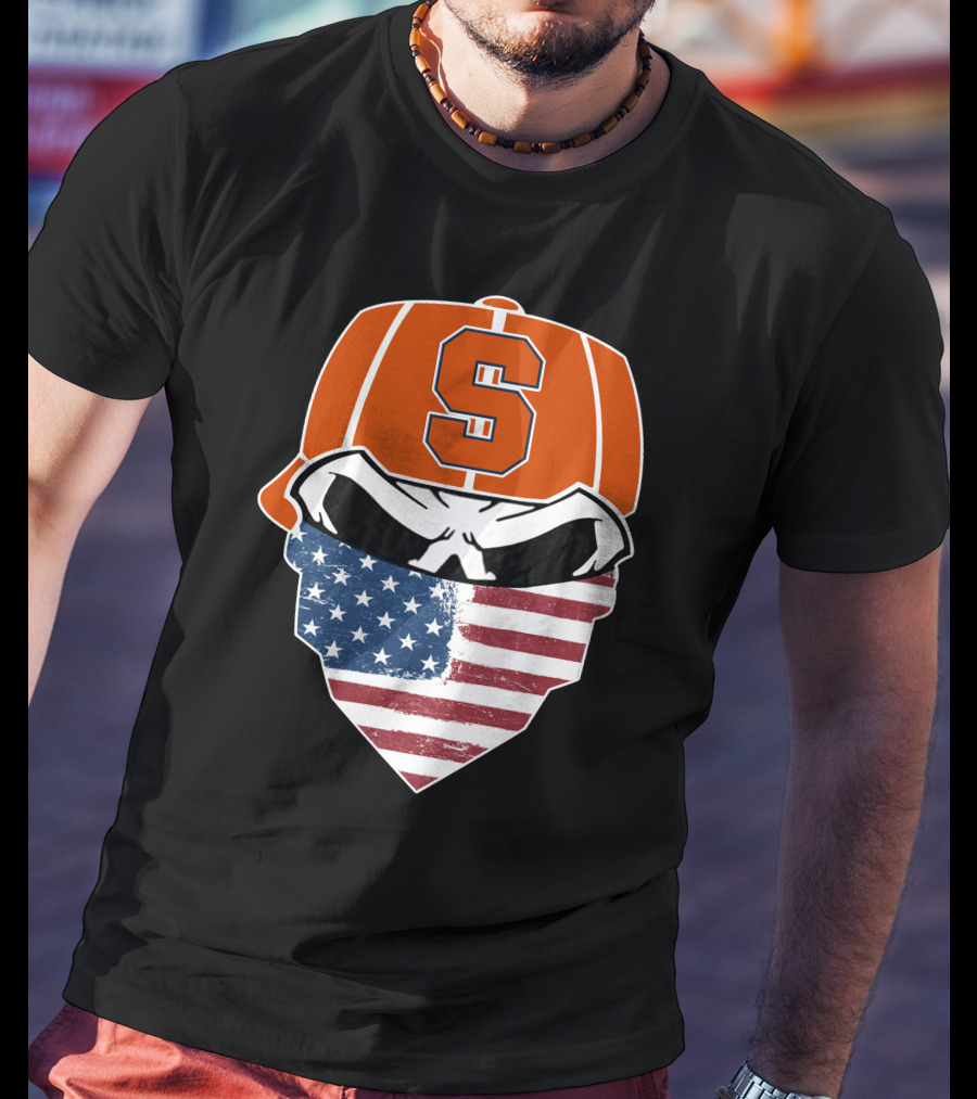 Syracuse Orange Skull American Flag T-Shirt