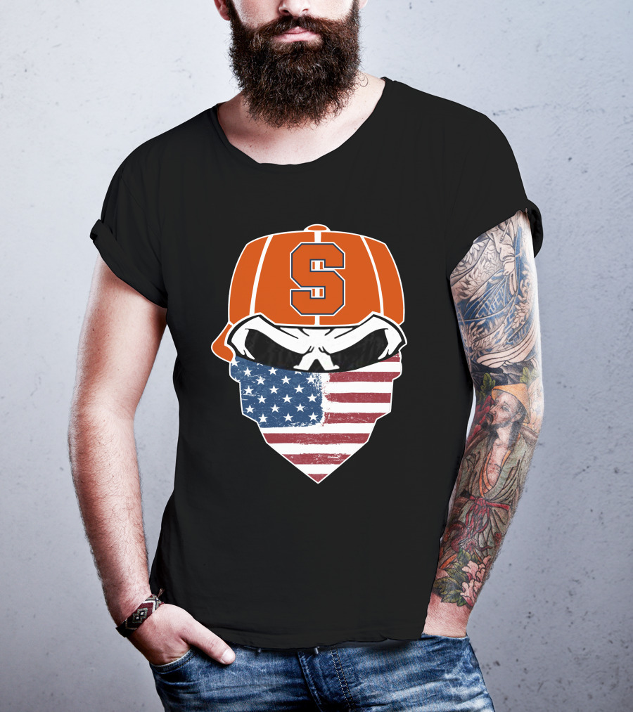 Syracuse Orange Skull American Flag T-Shirt