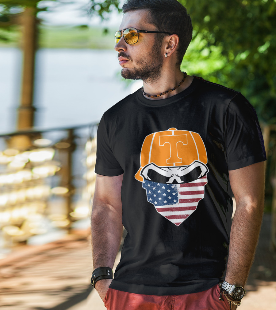 Tennessee Volunteer Skuls American Flag Bandana T-Shirt