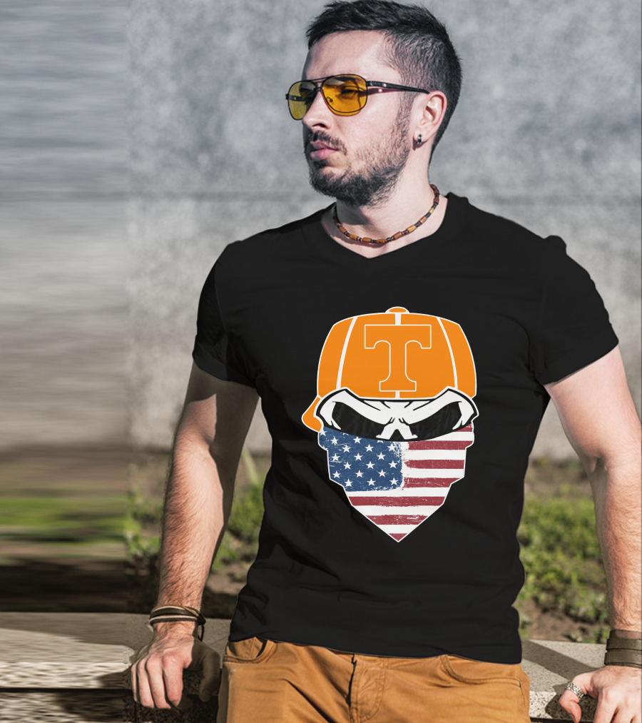 Tennessee Volunteer Skuls American Flag Bandana T-Shirt