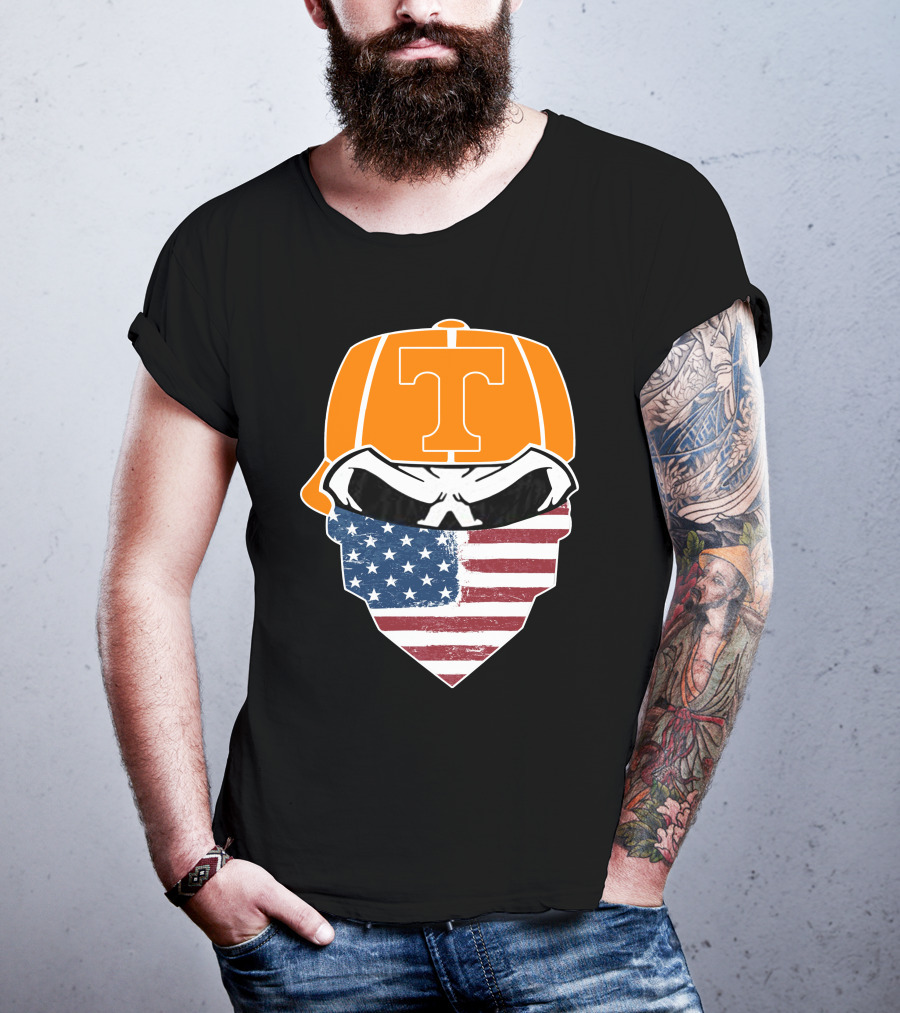 Tennessee Volunteer Skuls American Flag Bandana T-Shirt