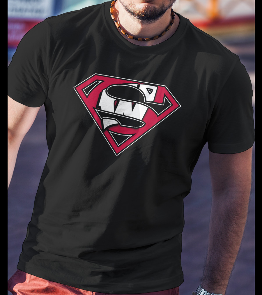 Superman Wisconsin Badgers Logo Combination T-Shirt