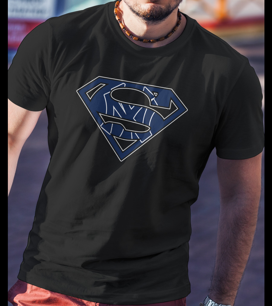Superman Yankees Logo Fusion Emblem Design Fashion T-Shirt