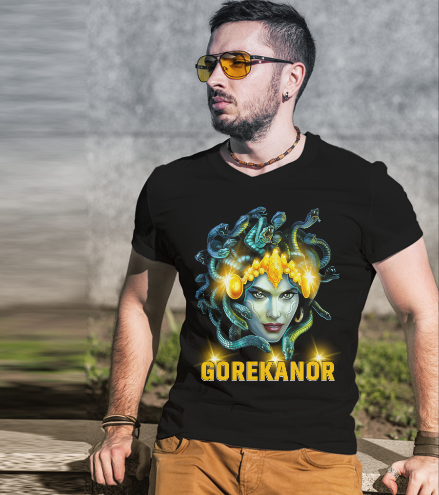 Gorekanor Medusa Snakes Mythical Crown Glamour T-Shirt