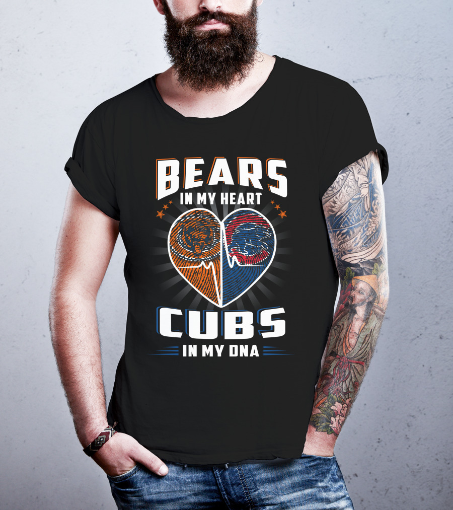 Bears In My Heart Cubs In My DNA Football Football Baseball T-Shirt