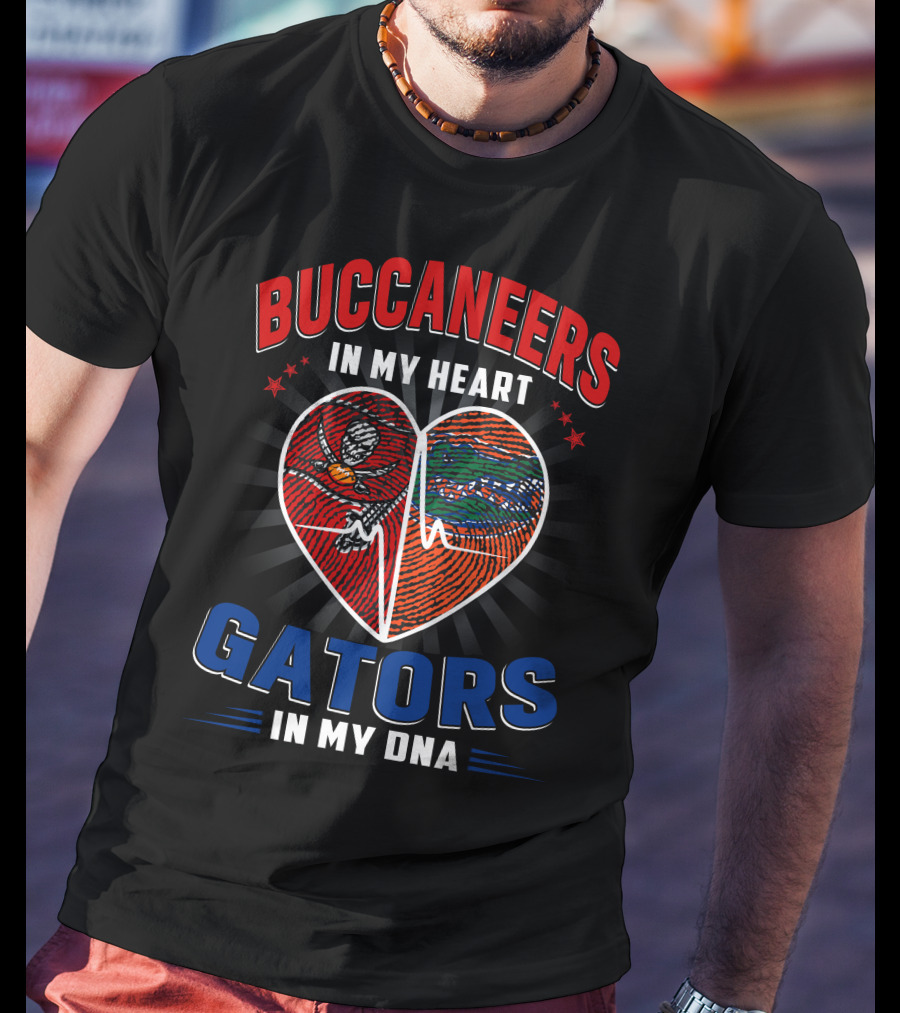 Buccaneers In My Heart Gators In My DNA Football Florida Passion T-Shirt