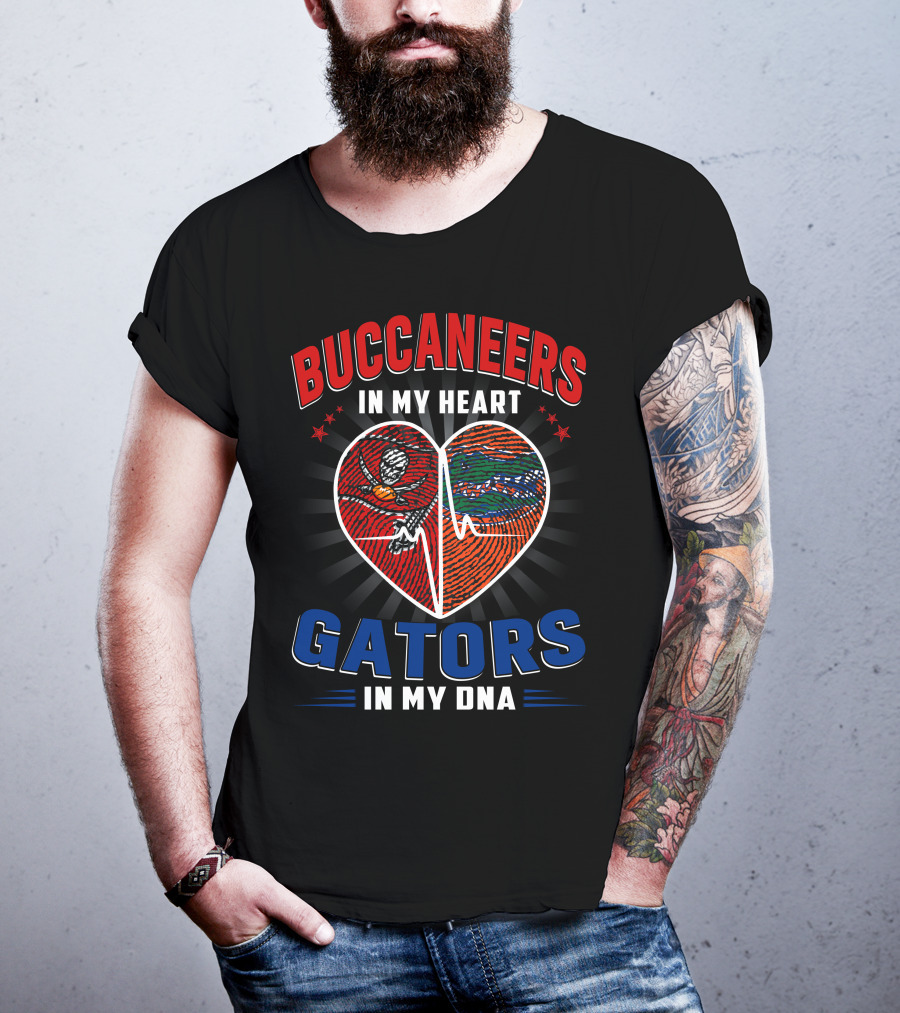Buccaneers In My Heart Gators In My DNA Football Florida Passion T-Shirt