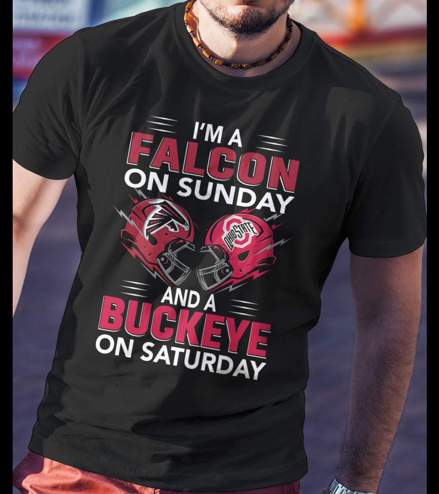 I'm A Falcon On Sunday And A Buckeye On Saturday Football Fan Helmet T-Shirt
