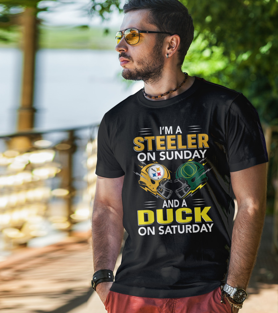 I'm A Steeler On Sunday And A Duck On Saturday Football Helmets T-Shirt