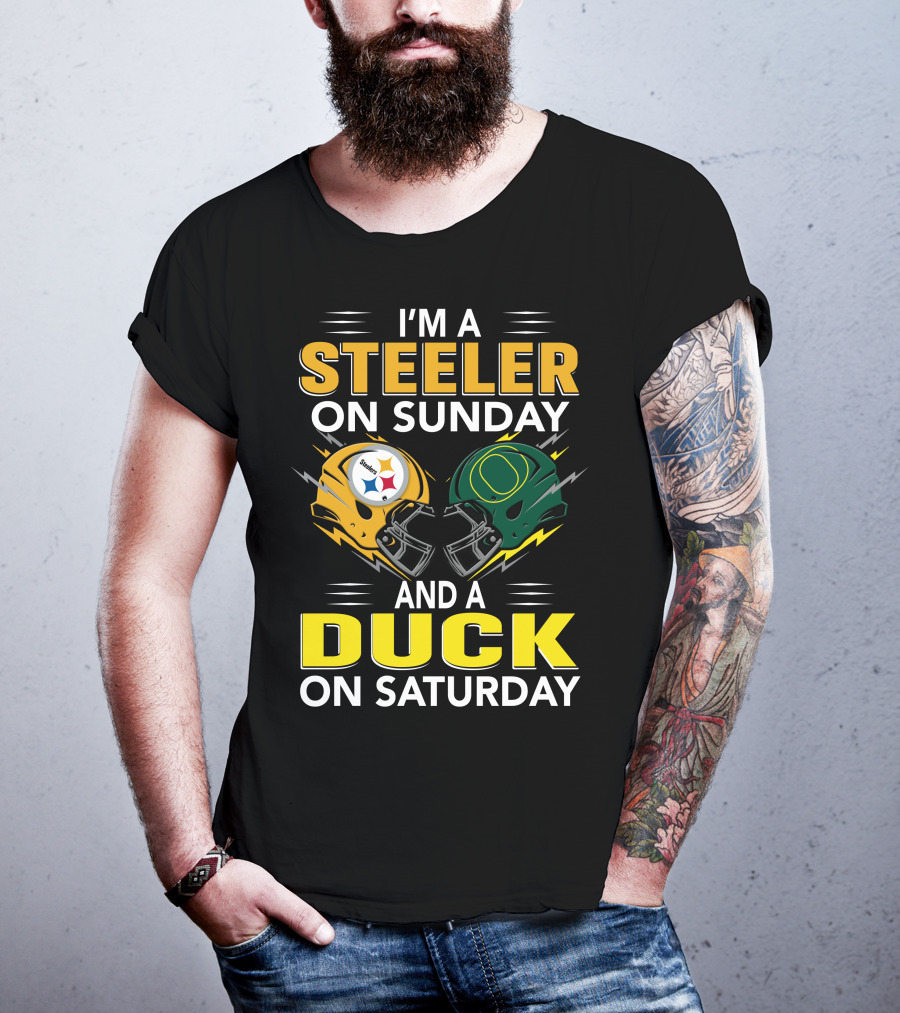I'm A Steeler On Sunday And A Duck On Saturday Football Helmets T-Shirt