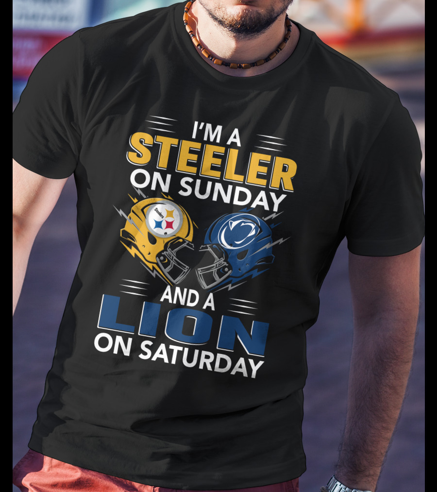 Steeler On Sunday Lion On Saturday Football Helmets T-Shirt