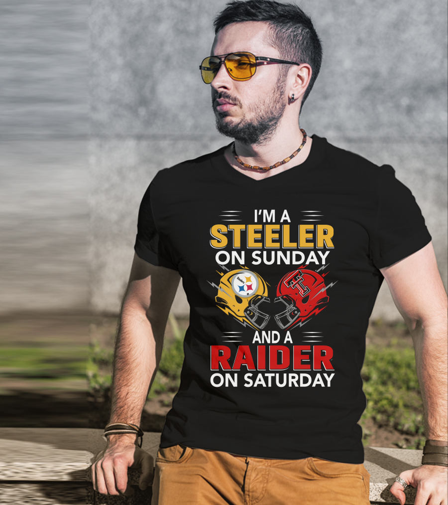 I'm A Steeler On Sunday And A Raider On Saturday Football Helmets T-Shirt