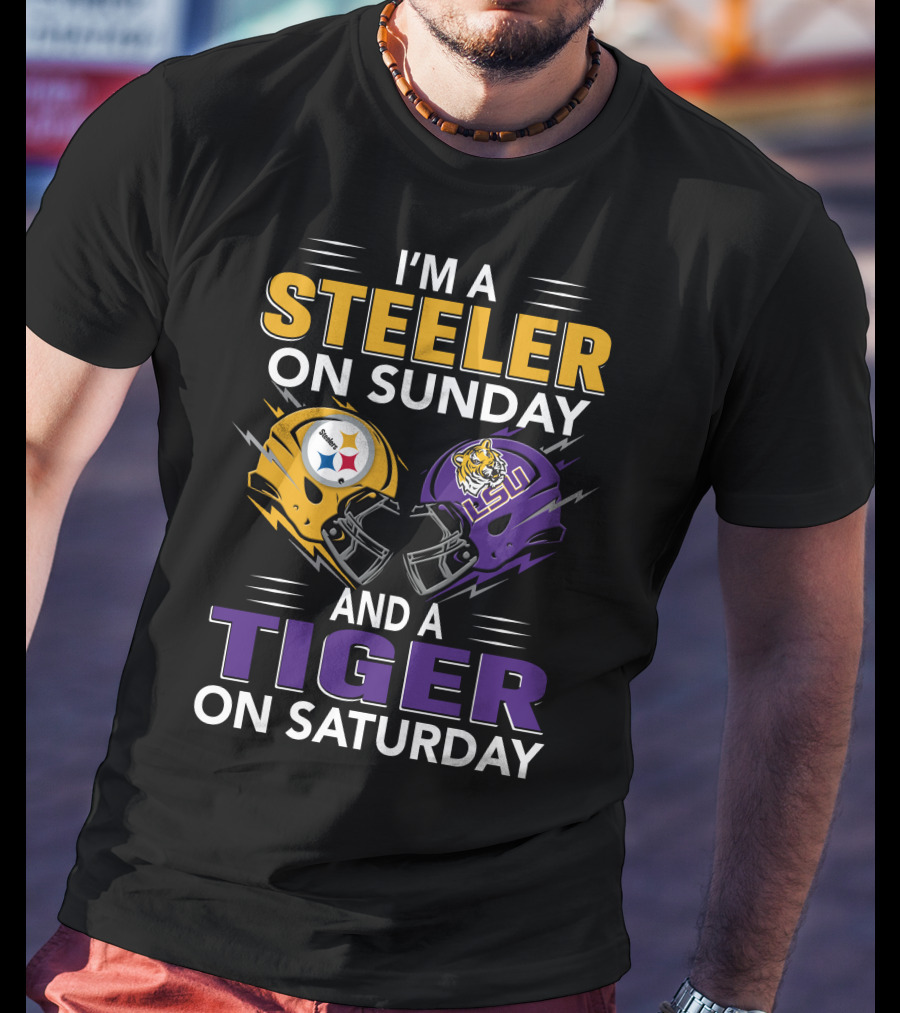 Steeler On Sunday And Tiger On Saturday Helmet T-Shirt
