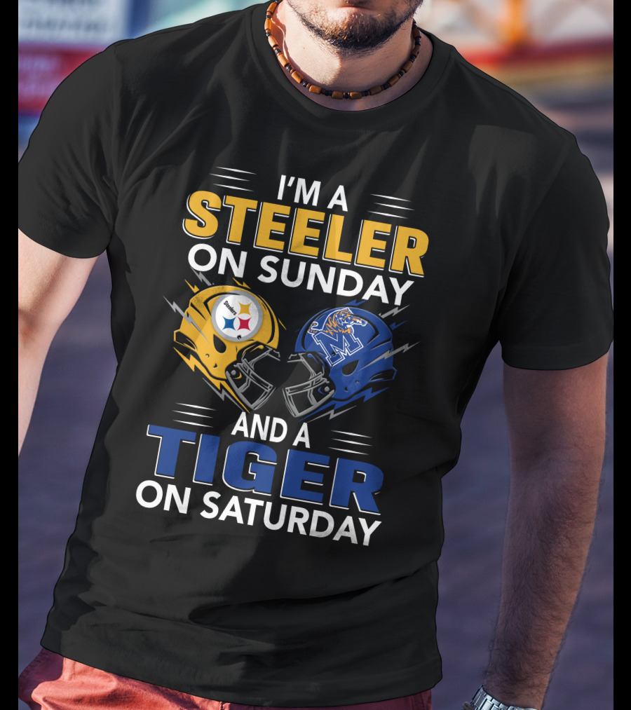 I'm A Steeler On Sunday And A Tiger On Saturday Football Helmets T-Shirt